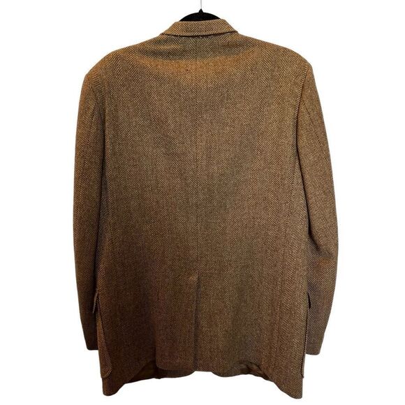 Imperial by Haggar  Men's Wool Sport Coat Brown Herringbone Size 44L - Picture 2 of 10